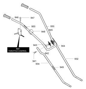 Handle Assembly Diagram and Parts List for 11052X92NA 2003 Briggs and Stratton Cultivator
